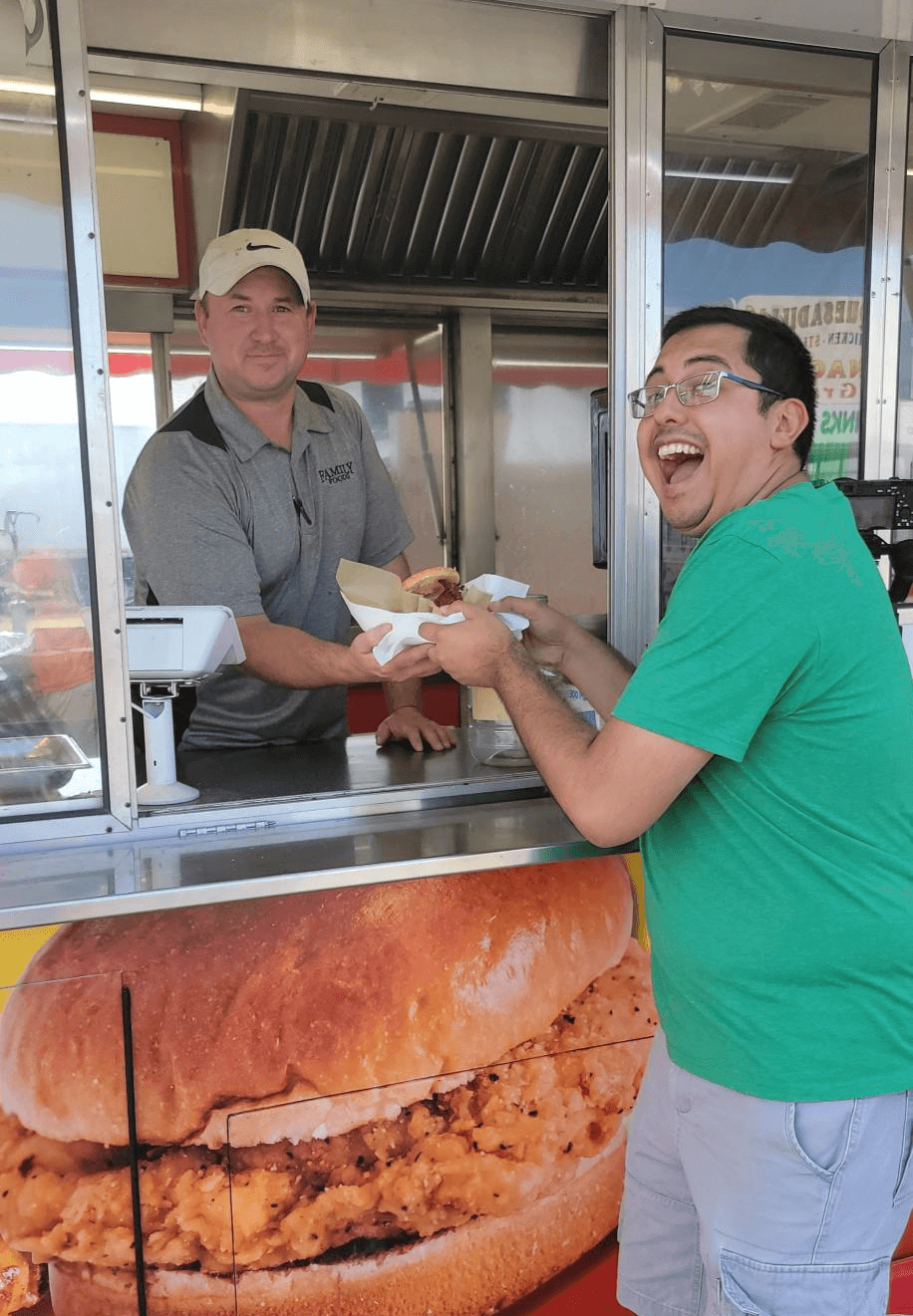 Alex getting OMG Chicken Sandwich