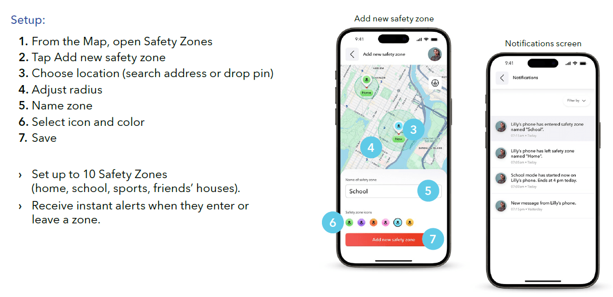 Safe Zones on Xplora Guardian App