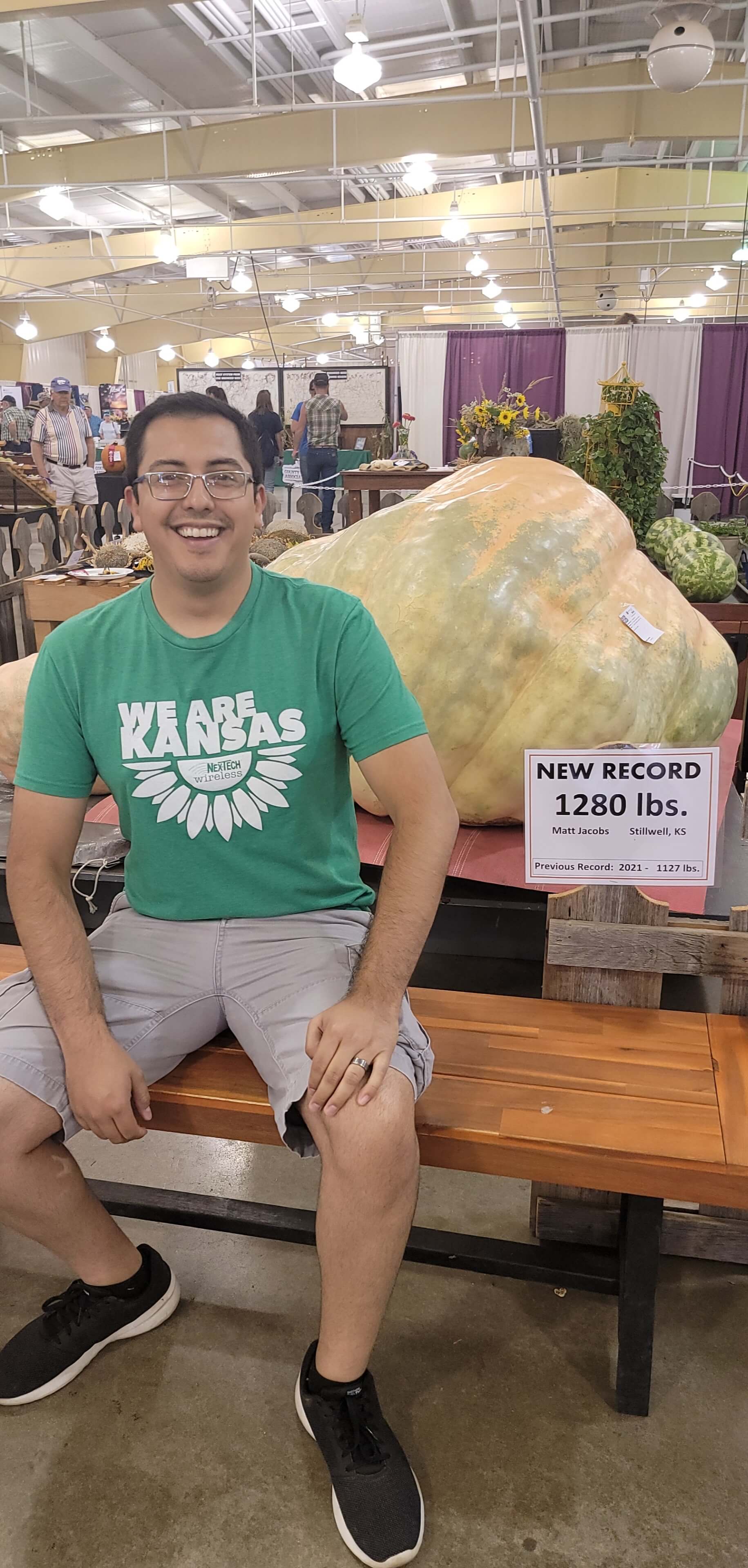 Alex with giant pumpkin